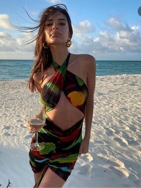 Kim Shui Multicolor Abstract Cutout Halter Dress